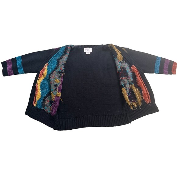 Jocelyn Smith Women's Sweater Cardigan Small Black Ugly Sweater 80's 90 VTG - Picture 4 of 6